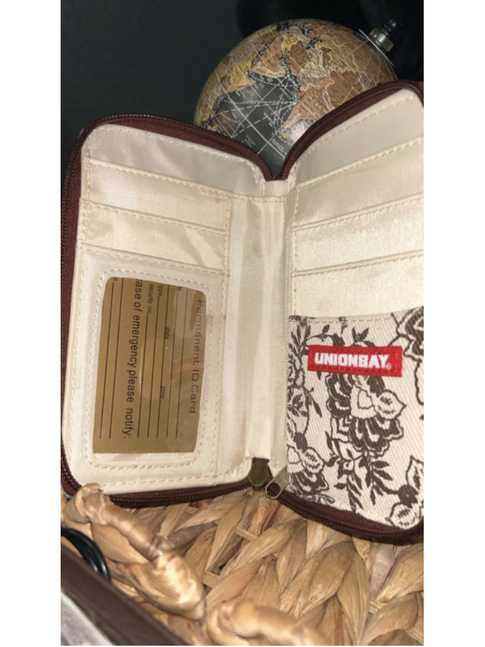 Women's Unionbay Wristlet Wallet One Size Blue Brown Animal Print